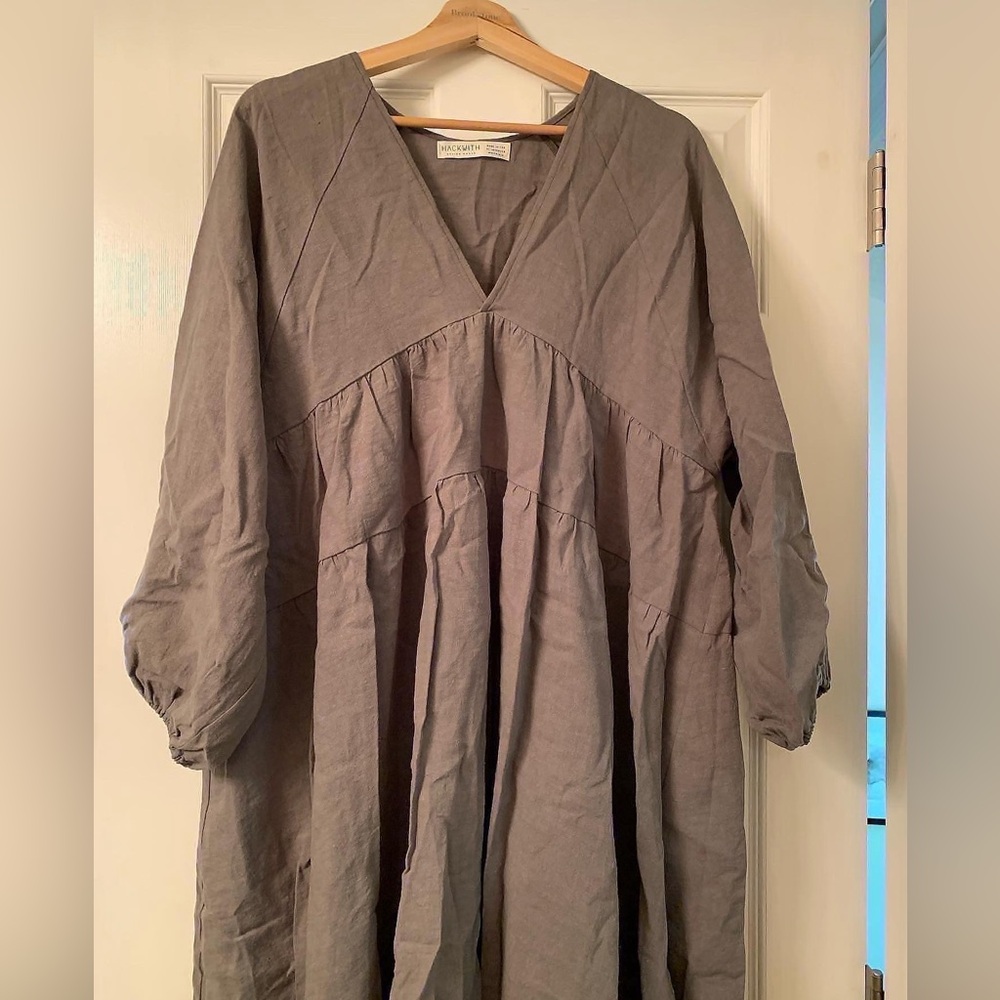 NWT Hackwith Design House Tiered Midi Dress Moss Linen XL